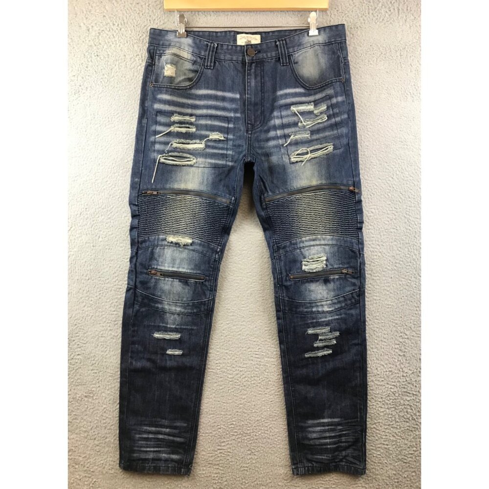 Smoke‎ Rise Original Vintage Denim Distressed Jeans Size 38/34 Cotton Blend